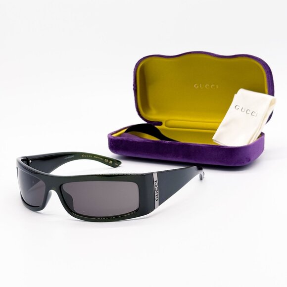 NEW GG1492S 001 UNISEX GUCCI DARK GREEN SUNGLASSES GUCCI - Picture 1 of 10